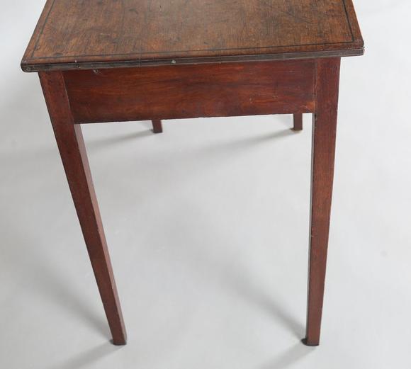 TooveysA George III mahogany side table with an ebony inlaid border and sin