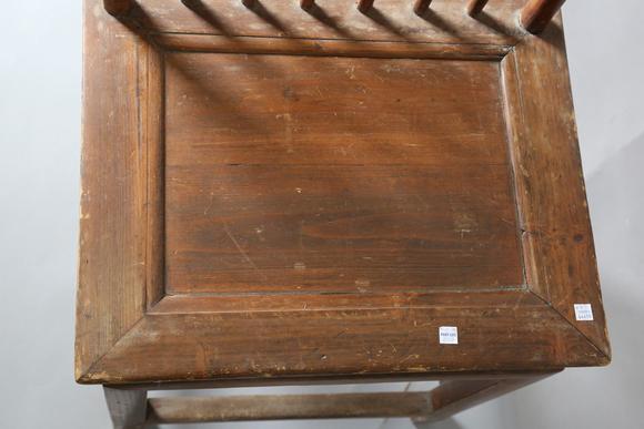 TooveysTwo pairs of Chinese softwood chairs with carved backs and solid pan