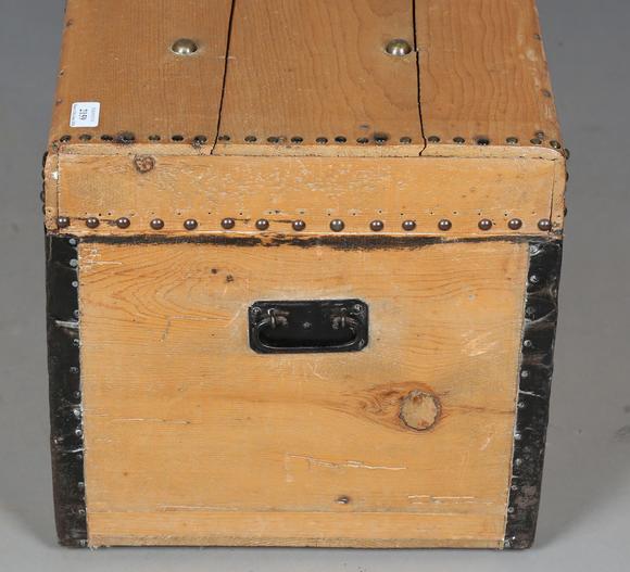 TooveysA 19th century pine and brass studded trunk, height 39cm, width 76cm