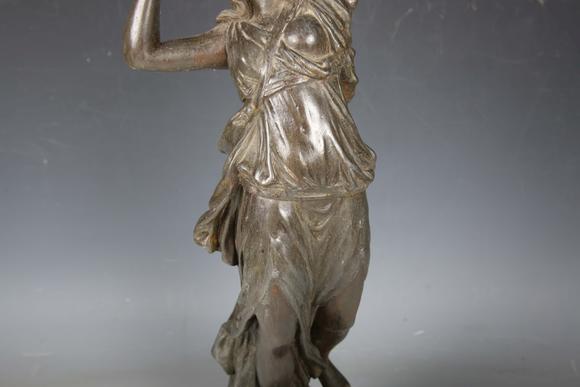 TooveysA late 19th century cast spelter figural table lamp in the form of a