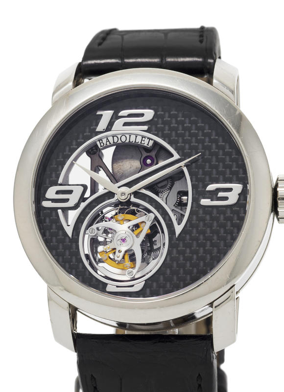 Piguet - H?tel des VentesBadollet, Crystalball Bamboo, Pièce Unique, montre partiellement squelette en or gris 750 ornée d'un tourbillon volant