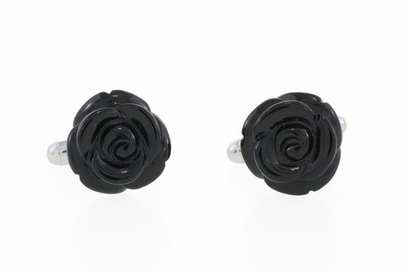 Piguet - H?tel des VentesMimi, paire de boutons de manchette argent ornés de deux roses en onyx