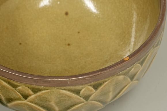 京都祇園會(huì)拍賣 宋 耀州窯 蓮瓣紋茶碗 銀覆輪 日本桐箱附 本物保證