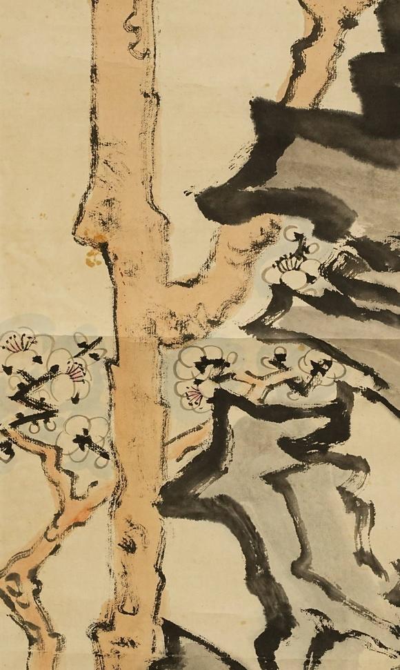 京都祇園會(huì)拍賣陸儼少 梅石圖 紙本掛軸