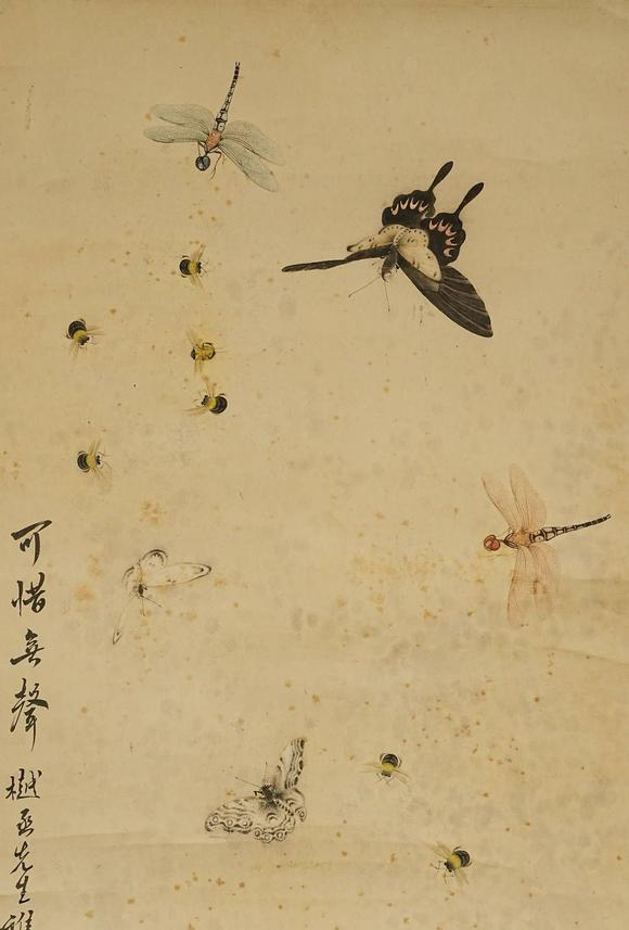 京都祇園會拍賣溥儒 蜂蝶圖 紙本鏡心