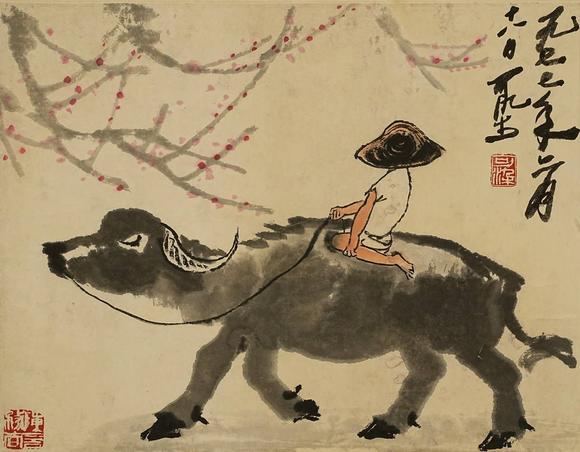 京都祇園會拍賣李可染 牧牛圖 紙本鏡心