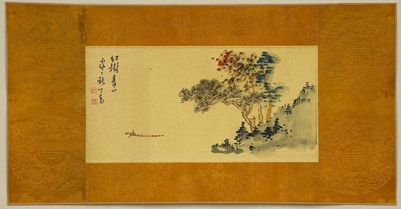 京都祇園會拍賣溥儒 紅樹秋山圖 紙本鏡心