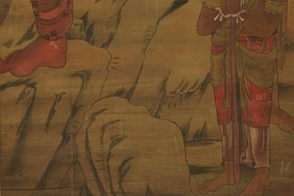 京都祇園會拍賣17世紀(jì) 不動明王佛畫 絹本掛軸 日本桐箱附