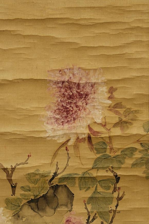 京都祇園會拍賣梅蘭芳 花卉圖 絹本掛軸 吳湖帆題跋
