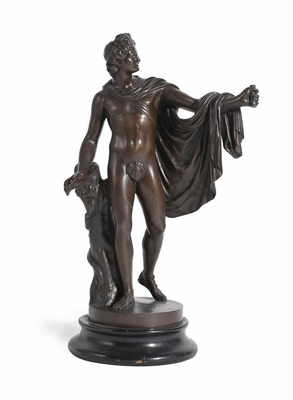 DreweattsAFTER THE ANTIQUE, A FRENCH BRONZE FIGURE OF THE APOLLO BELVEDERE, LATE 19TH OR EARLY 20TH CENTURY