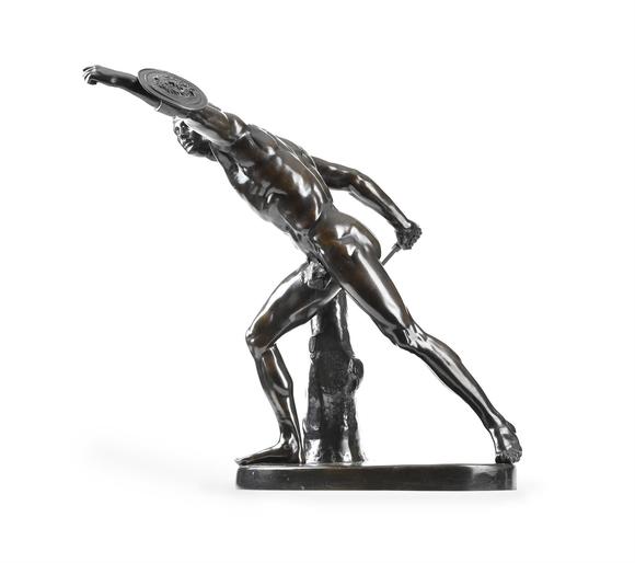 DreweattsAFTER THE ANTIQUE, A LARGE BRONZE FIGURE OF THE BORGHESE GLADIATOR, 19TH CENTURY