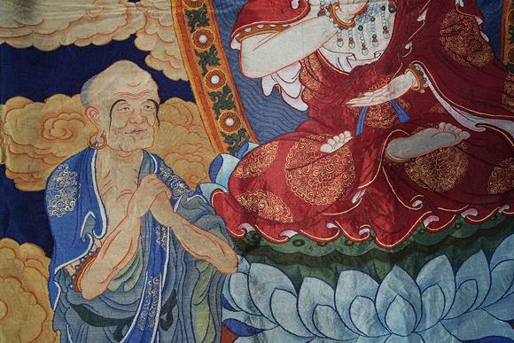 日本東海名古屋清乾隆緙絲佛與脅侍菩薩三聯(lián)幡