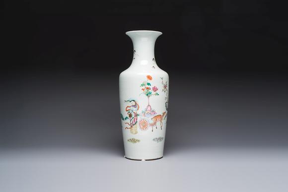 Rob Michiels AuctionsA Chinese famille rose 'Magu' vase, Qianlong mark, 19th C.