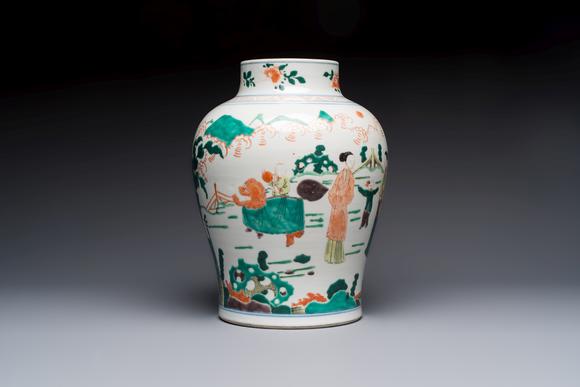 Rob Michiels AuctionsA Chinese famille verte 'Elegant Beauties and Playing Boys' vase, 19th C.