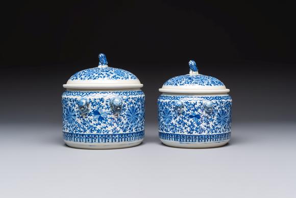 Rob Michiels AuctionsTwo Chinese blue and white 'Chilong' covered warming bowls, Guangxu mark and of the period