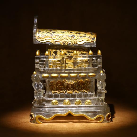 You Need 遼金風(fēng)格 天然水晶包銀鎏金飛天舍利棺 
