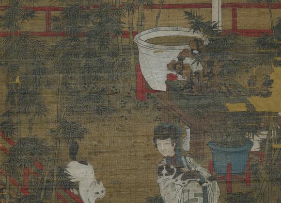 You Need 仇英 老絹本貴妃戲貓圖 