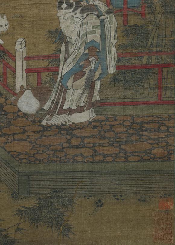 You Need 仇英 老絹本貴妃戲貓圖 