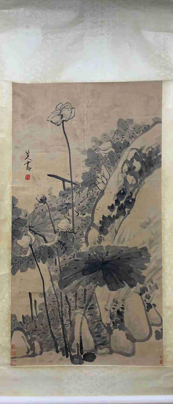 日本松町古美八大山人 荷趣圖