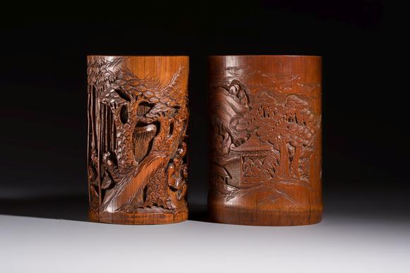 Rob Michiels AuctionsA group of 11 Chinese carved bamboo and wooden works, 19/20th C.