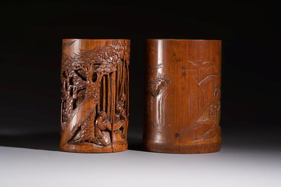 Rob Michiels AuctionsA group of 11 Chinese carved bamboo and wooden works, 19/20th C.