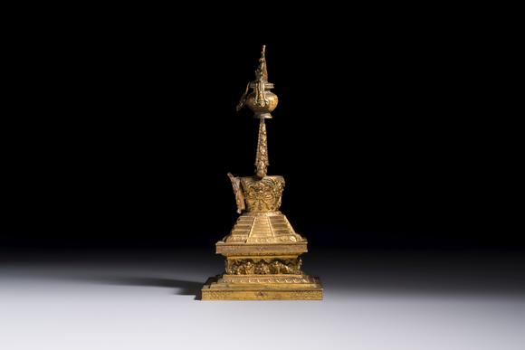 Rob Michiels AuctionsA Chinese gilt-copper stupa, Qing
