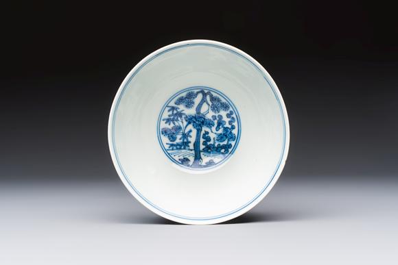 Rob Michiels AuctionsA Chinese blue and white 'Ba Xian Zhu Shou 八仙祝壽' bowl, Wanli mark and of the period