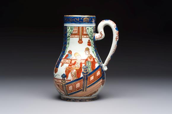 Rob Michiels AuctionsA magnificent polychrome Dutch Delft chinoiserie ewer, first quarter 18th C.