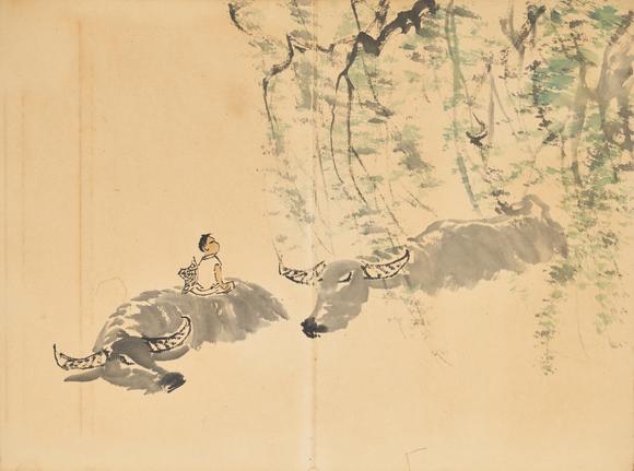 東京中央李可染（1907-1989） 款 牡牛冊(cè)頁(yè)