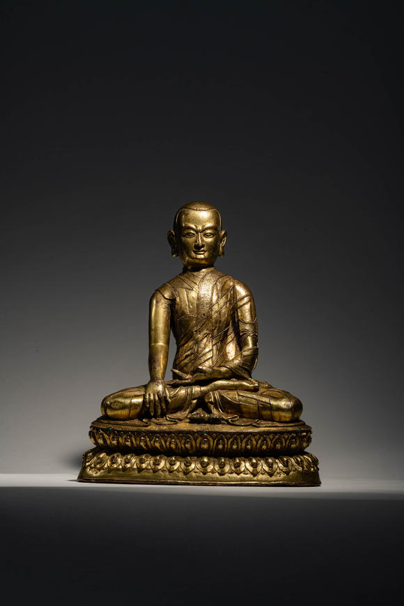 允臧齋明  丹薩替寺風(fēng)格 銅鎏金止貢巴上師像