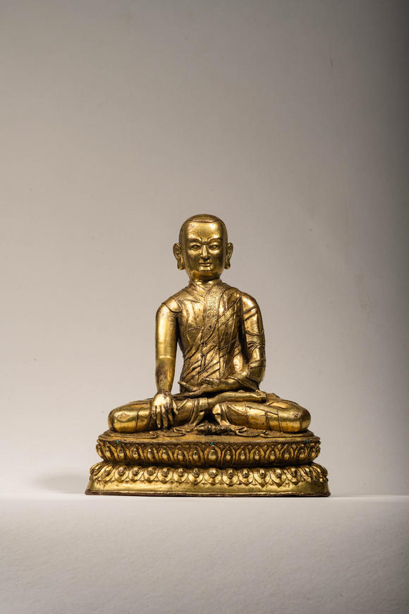 允臧齋明  丹薩替寺風(fēng)格 銅鎏金止貢巴上師像