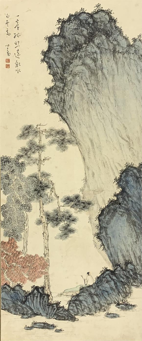 山東瑞蚨興拍賣高仕山水 87.5×36cm 紙本設(shè)色鏡心