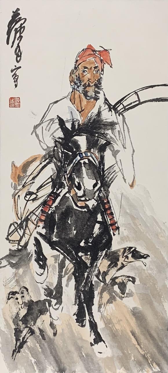 山東瑞蚨興拍賣塞上行獵 64×29cm 紙本設(shè)色鏡心