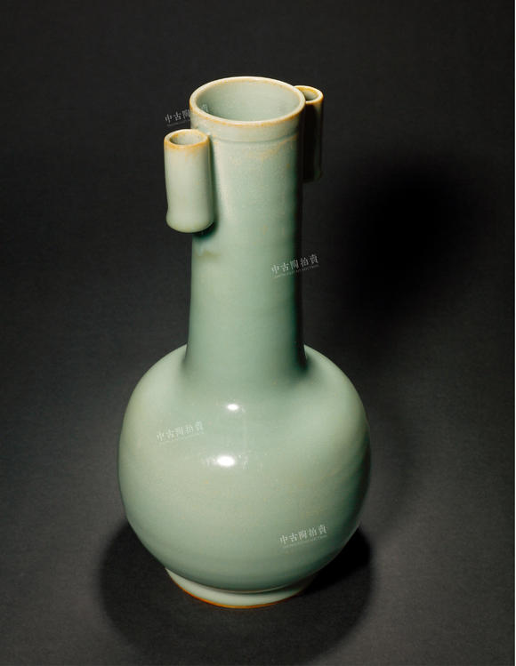 中古陶明 龍泉粉青釉貫耳瓶
