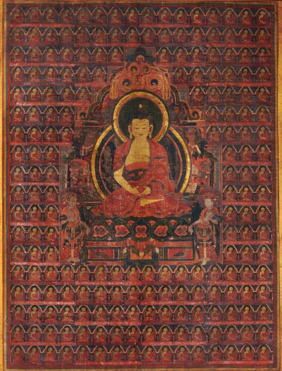 中古陶15世紀(jì) 無(wú)量光佛唐卡