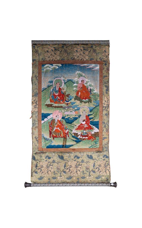 中古陶18世紀 羅漢唐卡兩幅