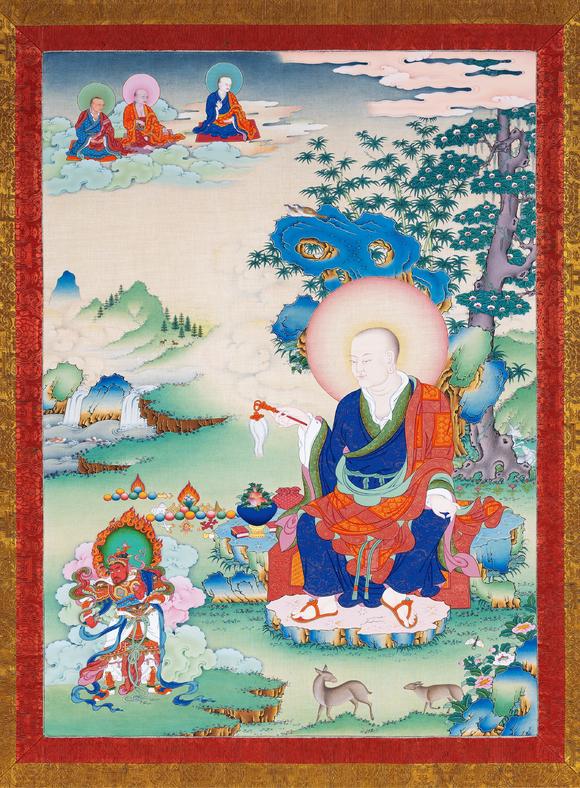中古陶當代 十八羅漢與四大天王唐卡一套五幅