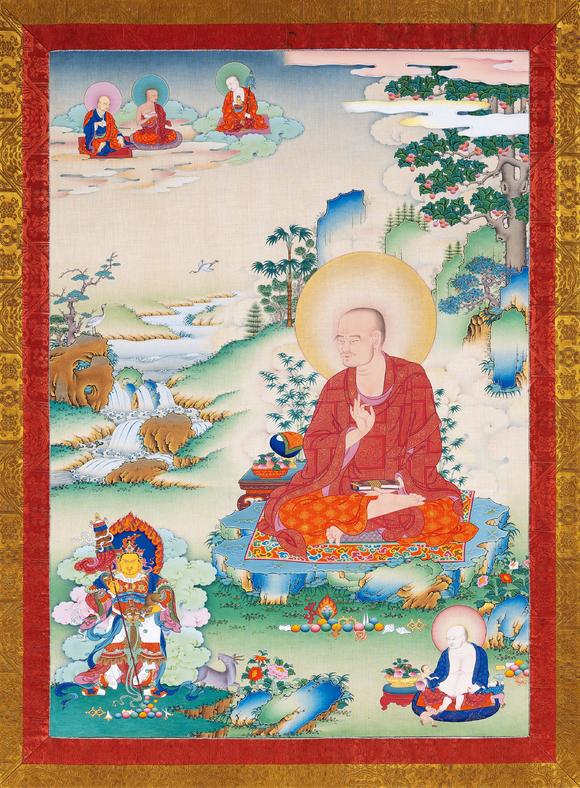 中古陶當代 十八羅漢與四大天王唐卡一套五幅