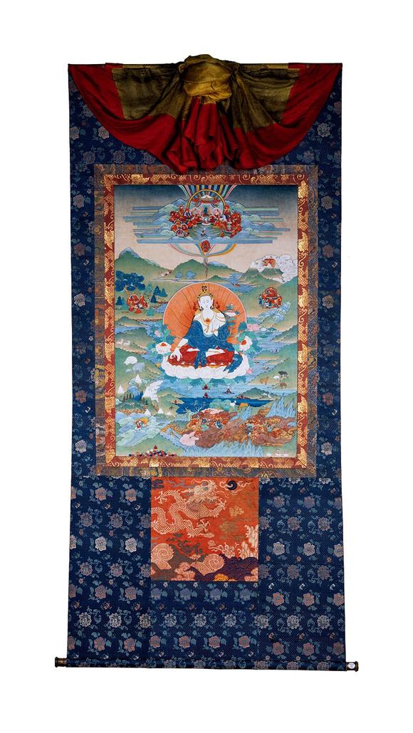 中古陶18世紀(jì) 白文殊師利唐卡