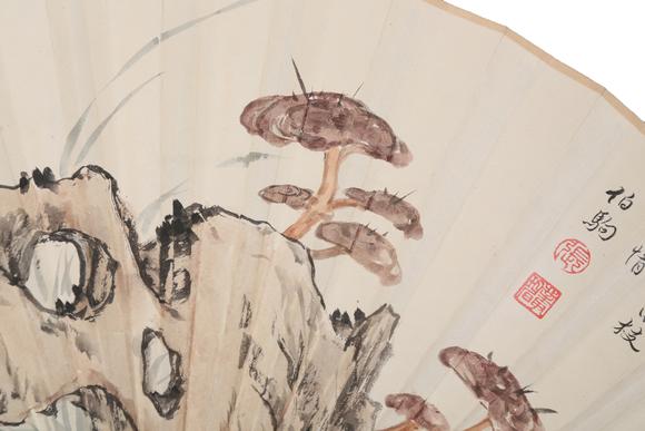 春和美術(shù)張伯駒  靈芝書法成扇