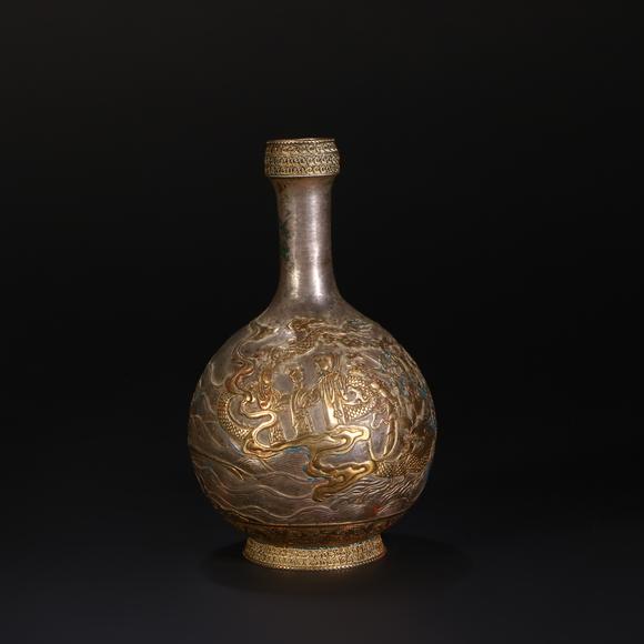 春和美術(shù)唐 銀鎏金人物故事紋瓶