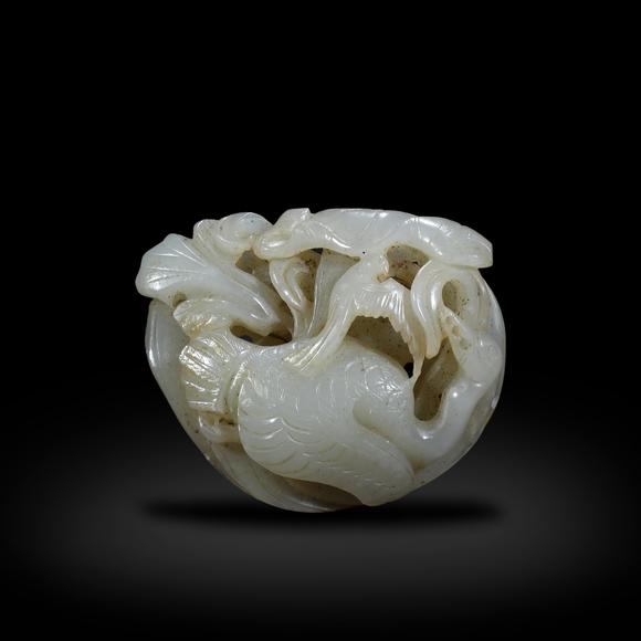 春和美術(shù)白玉海東青啄天鵝