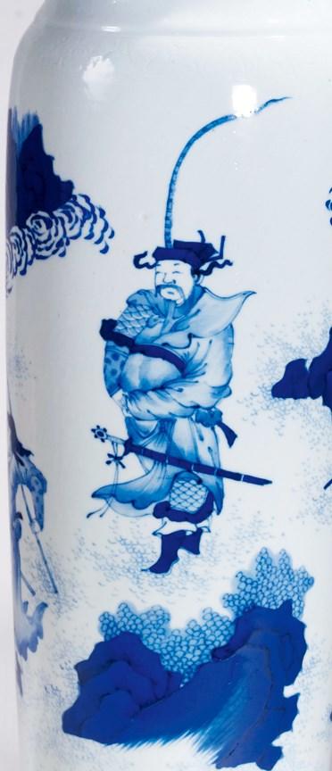  中佳信拍賣明崇禎 青花水滸傳人物筒瓶