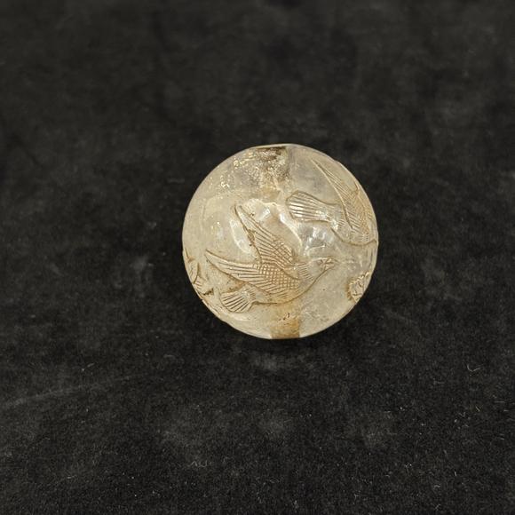 南京十竹齋水晶雕蓮池鴛鴦紋頂珠