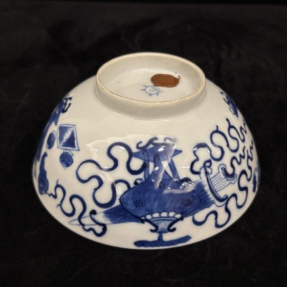 南京十竹齋青花博古紋碗一對(duì)
