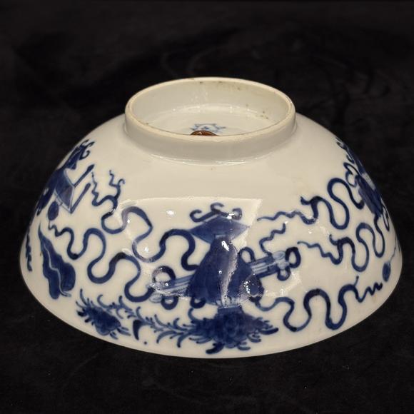 南京十竹齋青花博古紋碗一對(duì)