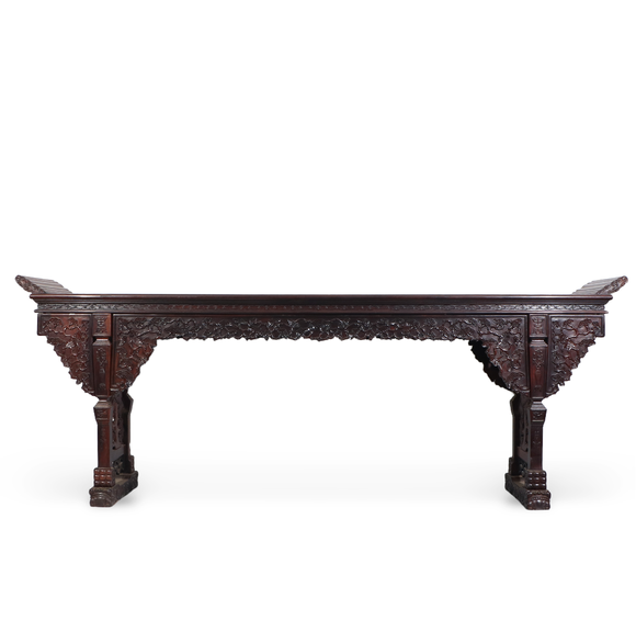 北京億宬紅木靈芝紋長翹頭案