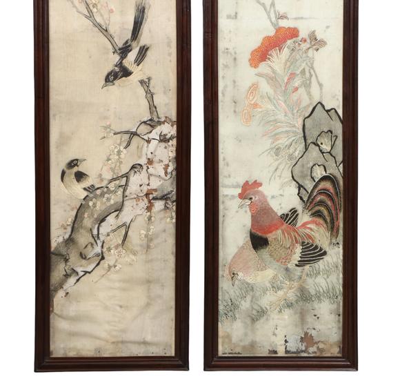 北京億宬湘繡花鳥四條屏（老紅木框）