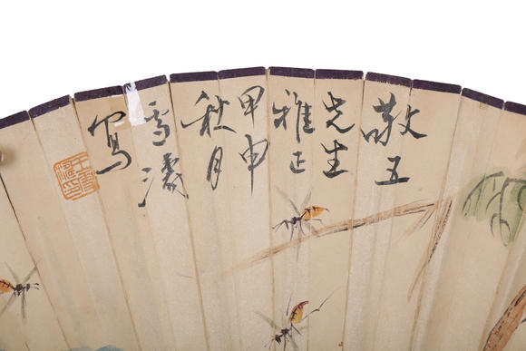 萬領(lǐng)國(guó)際王雪濤  草蟲扇面