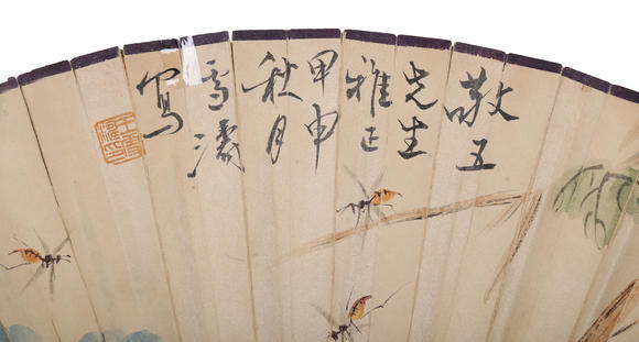 萬領(lǐng)國際王雪濤  草蟲扇面